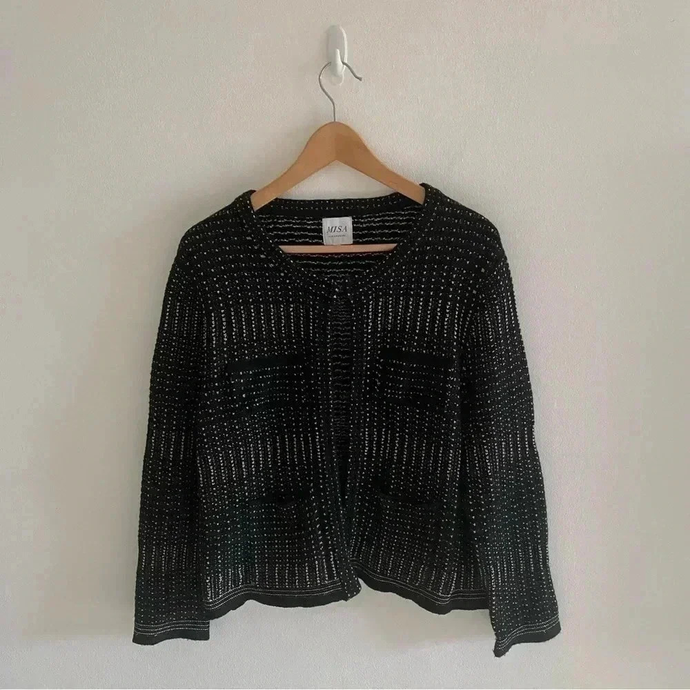 MISA Los‎ Angeles Cardigan Knit Black Gold Sz M